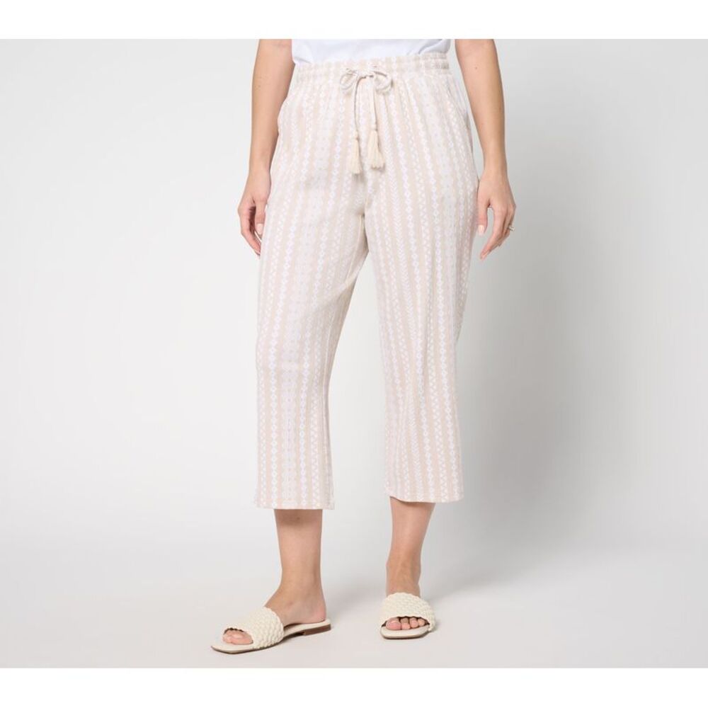 Liberare Women's Pants Sz L Packabelle Gotta Getaway Cropped Pant White A688420